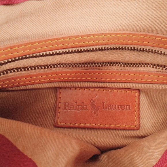 Vintage Ralph Lauren Needlepoint Tapestry Crossbody Bag Leather Strap Ruby Red - Picture 7 of 16
